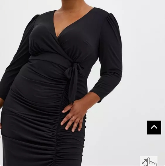 Torrid Studio Knit Hi-Lo Maxi Black Ruched Longsleeve Dress Size 2X - Picture 2 of 16